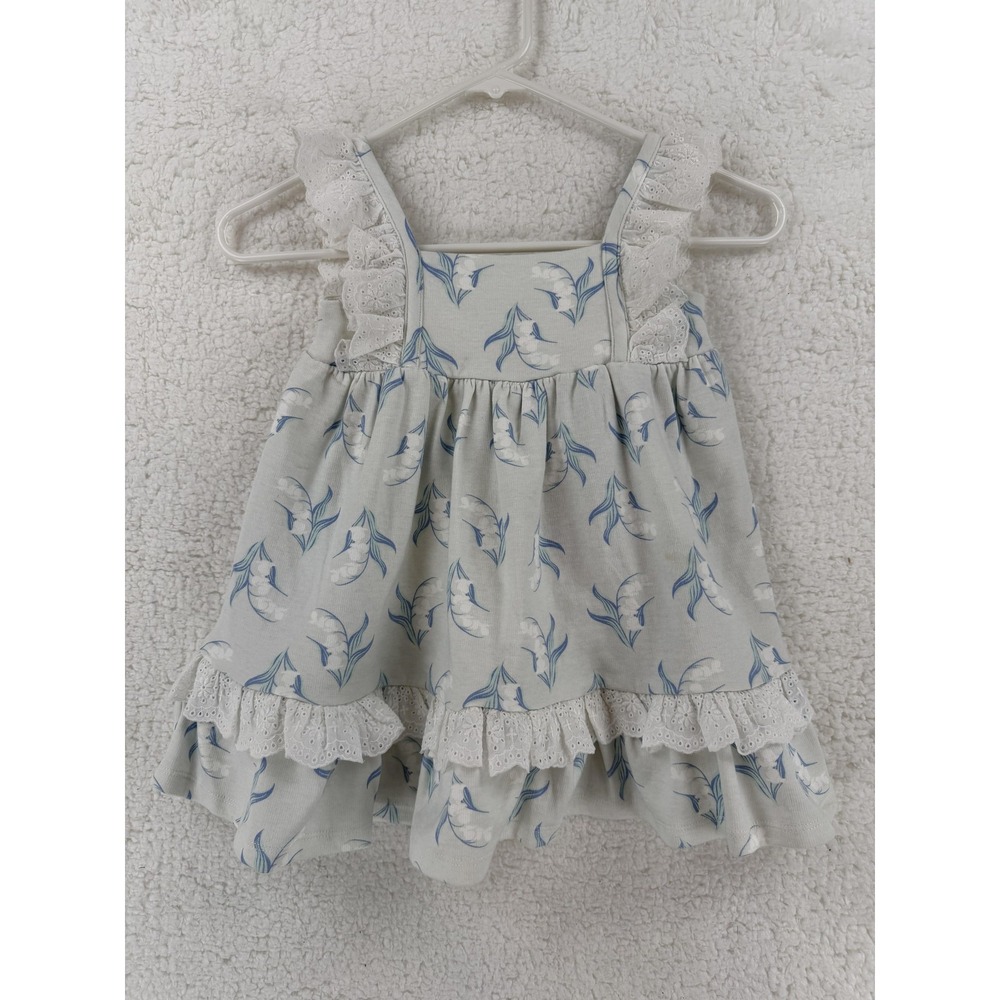 Tommy Bahama Dress Girls 3T Blue White Floral Ruffle Lace Sleeveless Sundress